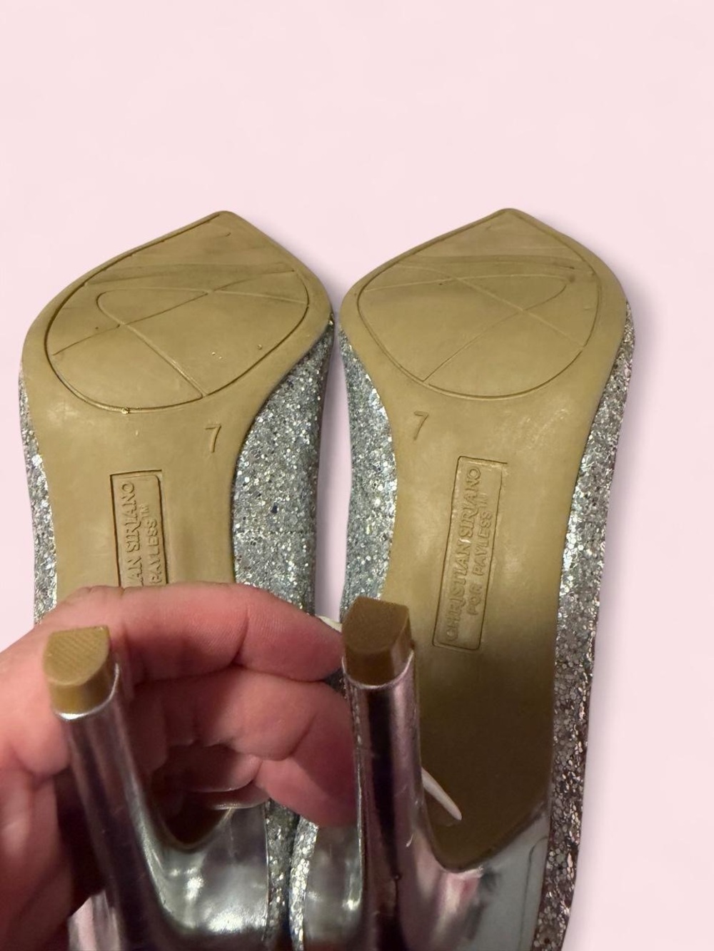 Christian Siriano Silver Glitter Pointed Pumps - Picture 7 of 7